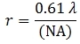 spatial resolution is the minimum distance between two points that may be resolved by the microscope